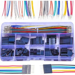 MX2.54 2.54mm Male to Female Cable Connector Kit,Compatible with Dupont 2.54mm Pitch Single Row 1 * 2/3/4/5/6/7/8/9/10 Pin Connector with 22AWG Pre-Crimped Cables(SH-DP-MF)