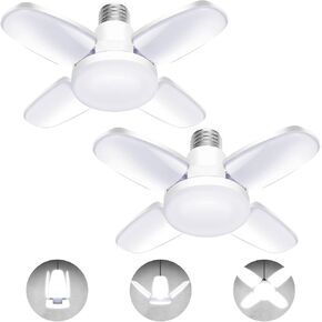 Led Garage Lights 4 Pack, 100W LED Shop Light, 10000LM 6500K E26/E27 Garage Ceiling Light with 5 Adjustable Panels for Garage Workshop Basement Workbench Barn Warehouse