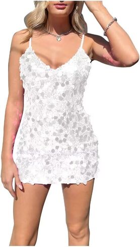 Sequin HomecoMinig Dresses Short for Women 2024 V Neck Spaghetti Straps Evening Gowns Mini Cocktail Dress HQ-ABC111 in Saudi Arabia