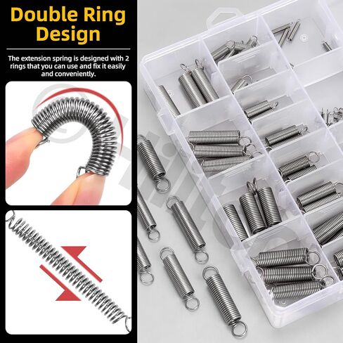Hilitchi 100Pcs 25Sizes Extension Spring Assortment Kit Extension Spring Stainless Steel Springs Assorted Size Small Springs Compression Tension Springs for Repairs Maintenance in Saudi Arabia