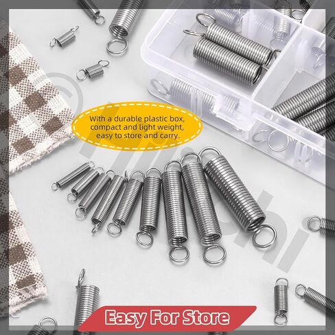 Hilitchi 100Pcs 25Sizes Extension Spring Assortment Kit Extension Spring Stainless Steel Springs Assorted Size Small Springs Compression Tension Springs for Repairs Maintenance in Saudi Arabia