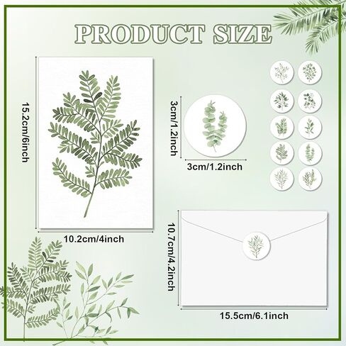 50PCS Greenery Blank Cards Greeting Cards Bulk Watercolor Botanical Blank Cards With Envelopes Stickers Green Leaves Blank Note Cards Plant Thank You Cards For Birthday Baby Bridal Shower Wedding in Kuwait