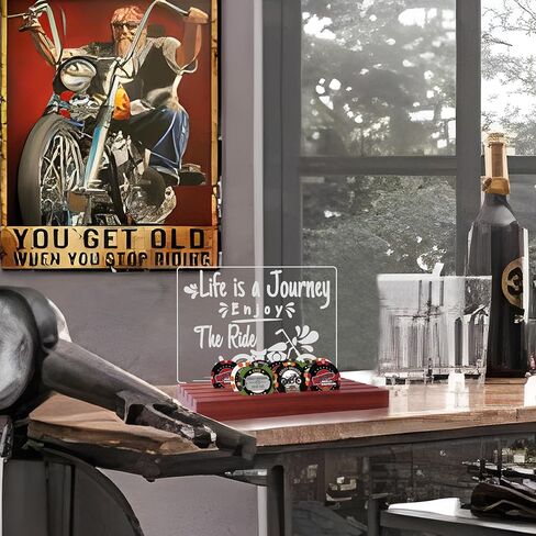 Lampeez Light Up Poker Chip Holder, Life is Journey Enjoy The Ride Solid Wood Harley Poker Chip Display Desktop, Gifts for Men, Women, Motorcycle Lovers in Kuwait