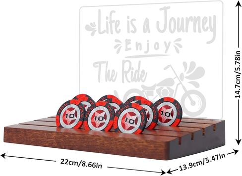 Lampeez Light Up Poker Chip Holder, Life is Journey Enjoy The Ride Solid Wood Harley Poker Chip Display Desktop, Gifts for Men, Women, Motorcycle Lovers in Kuwait