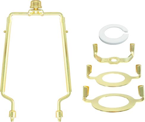 Lamp-Shade Harp Holder Adjustable Support - Tall 7 8 9 10 inch and 3/8 inch Standard Saddle E14 E26 E27 Light Base UNO Fitter Adapter Converter Finial Set Detachable Parts Bracket (Polished Brass) in Saudi Arabia