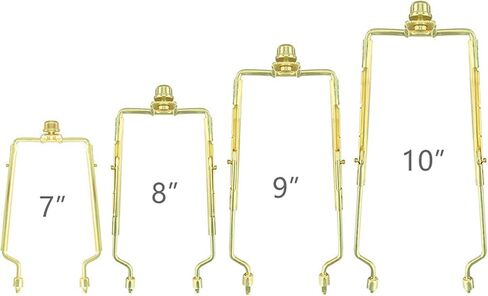 Lamp-Shade Harp Holder Adjustable Support - Tall 7 8 9 10 inch and 3/8 inch Standard Saddle E14 E26 E27 Light Base UNO Fitter Adapter Converter Finial Set Detachable Parts Bracket (Polished Brass) in Saudi Arabia