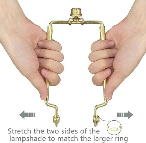 Lamp-Shade Harp Holder Adjustable Support - Tall 7 8 9 10 inch and 3/8 inch Standard Saddle E14 E26 E27 Light Base UNO Fitter Adapter Converter Finial Set Detachable Parts Bracket (Polished Brass) in Saudi Arabia