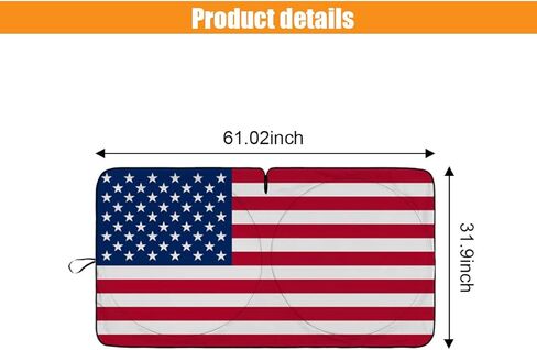 American Flag Car Windshield Sun Shade, Foldable Car Front Window Sunshade for Car SUV Truck, Auto Interior Sun Protection Cover, Blocks UV Rays & Keeps Your Vehicle Cool (USA Original Flag, X-Large) in Kuwait
