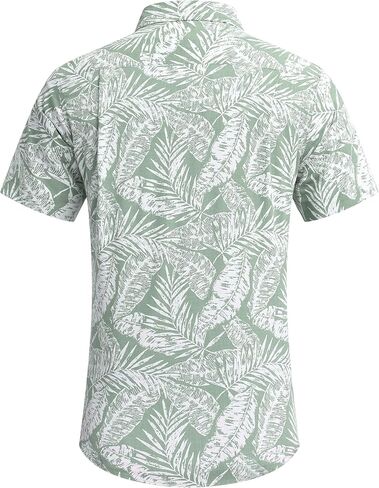 COOFANDY Men Boys Linen Shirts Short Sleeve Button Down Shirts Hawaiian Tropical Shirts in Kuwait