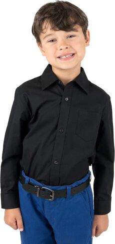 Leveret Kids & Toddler Boys Long Sleeve Uniform Cotton Dress Shirt Variety of Colors (Size 2-14 Years) in Kuwait