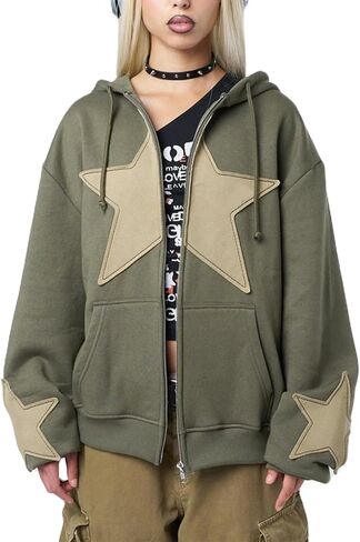 Meiweileya Women's Y2k Grunge Skull Graphic Zip Up Hoodies Emo Goth Skeleton Jacket Long Sleeve in Saudi Arabia