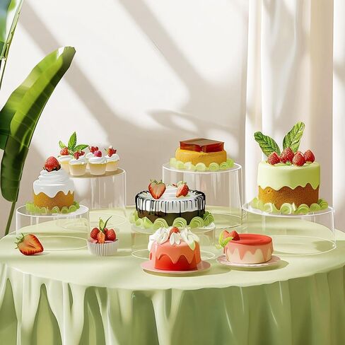 6Pcs Buffet Risers, Food Risers for Buffet, Acrylic Boxes for Display Cube Riser Display Cases, Acrylic Display Base (Clear(Round)) in Saudi Arabia