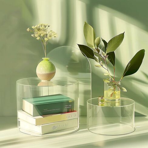 6Pcs Buffet Risers, Food Risers for Buffet, Acrylic Boxes for Display Cube Riser Display Cases, Acrylic Display Base (Clear(Round)) in Saudi Arabia
