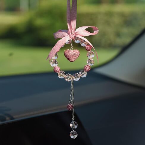 INEBIZ Bling Car Charm Pendant Crystal Beaded Hanging Ornament for Rear View Mirror Decoration (A-Purple Cross) in Saudi Arabia