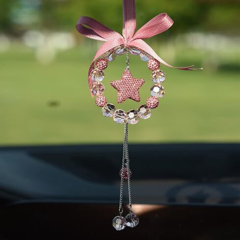 INEBIZ Bling Car Charm Pendant Crystal Beaded Hanging Ornament for Rear View Mirror Decoration (A-Purple Cross) in Saudi Arabia
