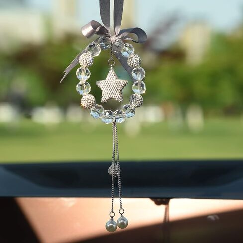 INEBIZ Bling Car Charm Pendant Crystal Beaded Hanging Ornament for Rear View Mirror Decoration (A-Purple Cross) in Saudi Arabia