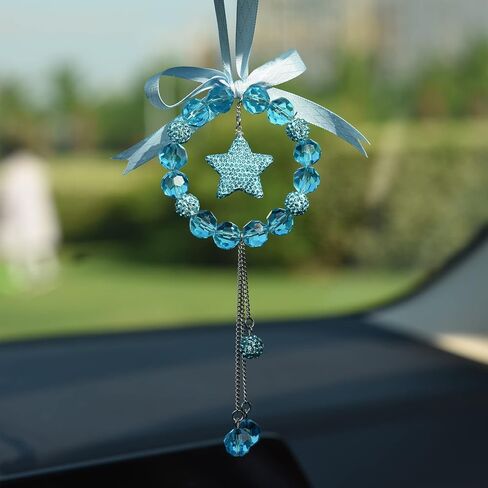 INEBIZ Bling Car Charm Pendant Crystal Beaded Hanging Ornament for Rear View Mirror Decoration (A-Purple Cross) in Saudi Arabia