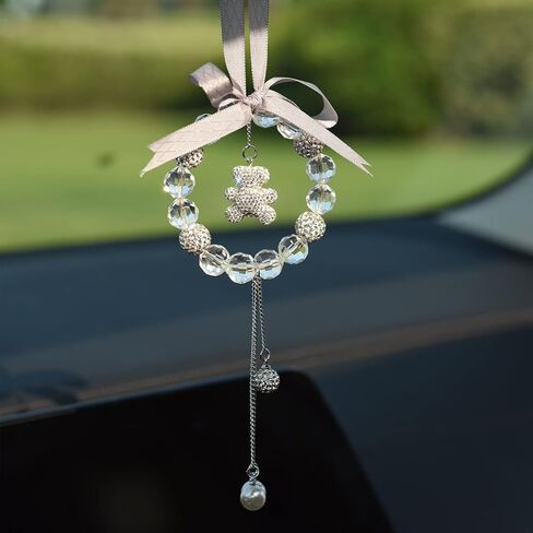 INEBIZ Bling Car Charm Pendant Crystal Beaded Hanging Ornament for Rear View Mirror Decoration (A-Purple Cross) in Saudi Arabia