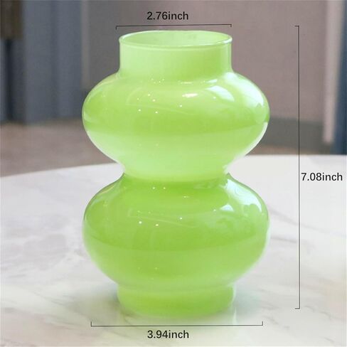 مزهرية زجاجية للزهور المائية من JSPYFITS، مزهرية فقاعات زجاجية ملونة مقاس 7 بوصات للزهور، مزهرية زجاجية غير تقليدية ثلاثية الطبقات للمنزل/المكتب/حفلات الزفاف/ديكور طاولة الحفلات (أخضر حليبي) in Kuwait