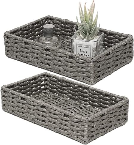 HOSROOME Wicker Bathroom Storage Organizer Tray Toilet Paper Basket for Tank Top Decorative Hand Towel Bread Baskets Kitchen Organizing in Saudi Arabia
