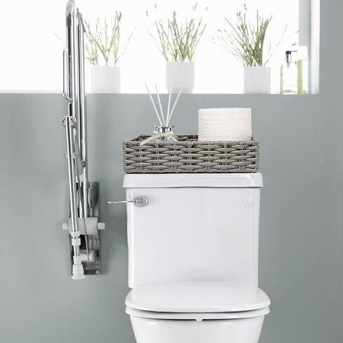 HOSROOME Wicker Bathroom Storage Organizer Tray Toilet Paper Basket for Tank Top Decorative Hand Towel Bread Baskets Kitchen Organizing in Saudi Arabia