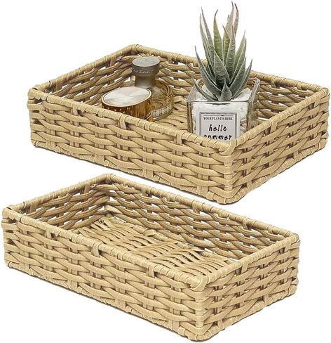 HOSROOME Wicker Bathroom Storage Organizer Tray Toilet Paper Basket for Tank Top Decorative Hand Towel Bread Baskets Kitchen Organizing in Saudi Arabia