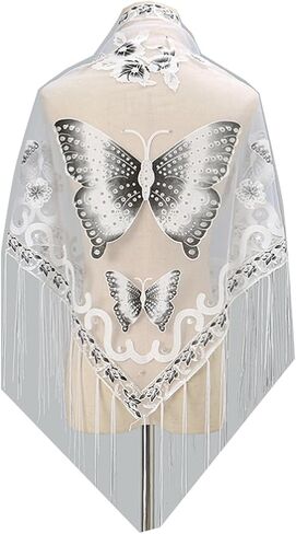 Ralcosuss Women’s Butterfly Shawl and Wrap Lace Hollow Out Triangle Pashmina Scarf for Wedding Evening Party Dresses in Saudi Arabia