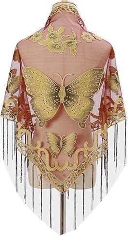 Ralcosuss Women’s Butterfly Shawl and Wrap Lace Hollow Out Triangle Pashmina Scarf for Wedding Evening Party Dresses in Saudi Arabia