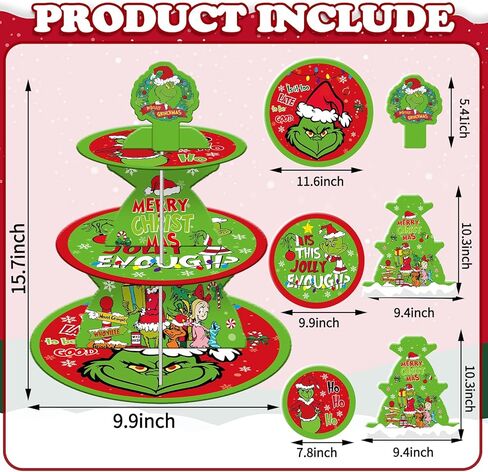 حامل كب كيك عيد الميلاد (3 طبقات)، قطعة مركزية لحفلات عيد الميلاد تحت عنوان عيد الميلاد in Kuwait