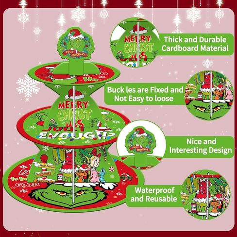 حامل كب كيك عيد الميلاد (3 طبقات)، قطعة مركزية لحفلات عيد الميلاد تحت عنوان عيد الميلاد in Kuwait
