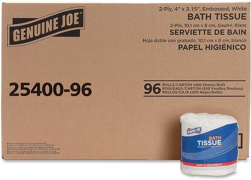 Genuine Joe GJO2540096 2-ply Standard Bath Tissue Rolls White, 96 rolls in Kuwait