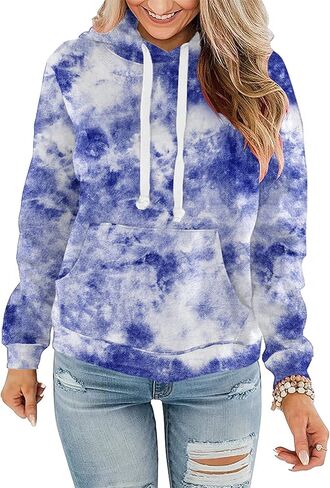 Women Hoodies Pullover Casual Thin Sweatshirts with Pockets Loose Fit Long Sleeve Drawstring Design Hoody Sweatshirt in Saudi Arabia