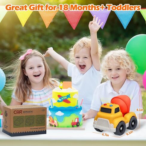 Toddler Toys Cars for 2 3 4 Year Old Boy, Wheat Straw Dump Truck Toys with Lights and Sounds, No BPA, Phthalates, PVC Outdoor Construction Toys for Toddlers 2-4, Christmas Birthday Gifts Party Favors in Saudi Arabia