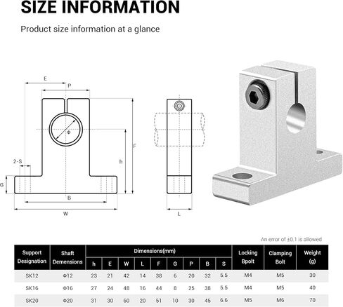 Linear Motion Rail Clamping Guide Support Shafts, 4 Pack SK20 Aluminum Alloy Linear Shaft Support Sliding Table Holder, Oxidized Vertical Optical Axis Support Shaft Bracketed for 20mm Diameter Shafts in Kuwait