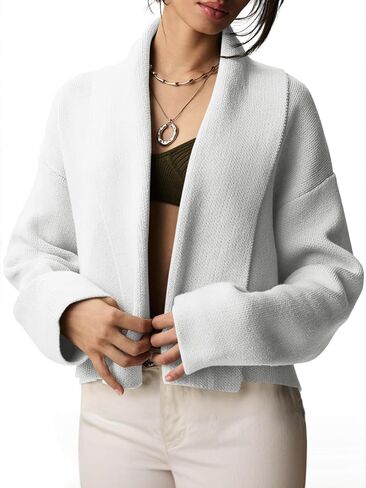 Saodimallsu Womens Cropped Cardigan Open Front Shawl 2024 Fall Trendy Long Sleeve Sweater Jacket in Saudi Arabia