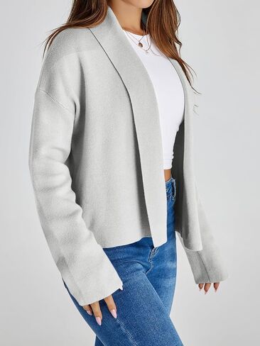 Saodimallsu Womens Cropped Cardigan Open Front Shawl 2024 Fall Trendy Long Sleeve Sweater Jacket in Saudi Arabia