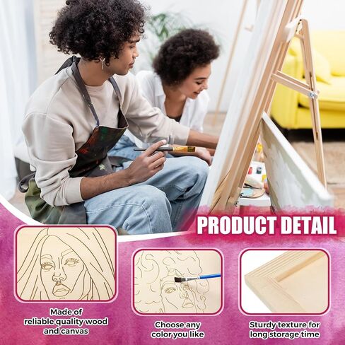 Humyoun 12 Sets Pre Drawn Wooden Panels for Painting Craft for Adult Sip and Paint Kit 8 x 8 Inch Pre Printed Wood Panels Kit for Beginners, Adults, Party Favor and DIY Crafts(Women Style) in Saudi Arabia