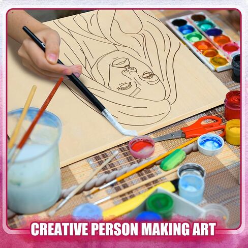 Humyoun 12 Sets Pre Drawn Wooden Panels for Painting Craft for Adult Sip and Paint Kit 8 x 8 Inch Pre Printed Wood Panels Kit for Beginners, Adults, Party Favor and DIY Crafts(Women Style) in Saudi Arabia