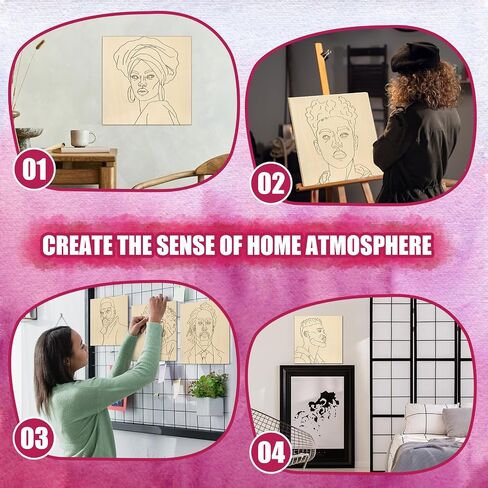 Humyoun 12 Sets Pre Drawn Wooden Panels for Painting Craft for Adult Sip and Paint Kit 8 x 8 Inch Pre Printed Wood Panels Kit for Beginners, Adults, Party Favor and DIY Crafts(Women Style) in Saudi Arabia