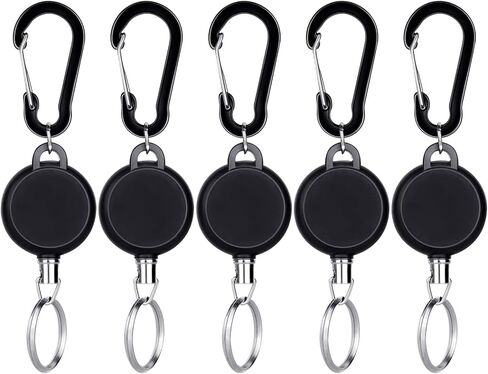 Retractable Keychain 5 Pack Heavy Duty Key Fob Badge Reel Holder with Multitool Carabiner Clip and Key Ring for Id Holders and Lanyards (B) in Saudi Arabia