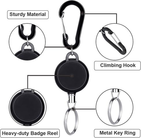 Retractable Keychain 5 Pack Heavy Duty Key Fob Badge Reel Holder with Multitool Carabiner Clip and Key Ring for Id Holders and Lanyards (B) in Saudi Arabia
