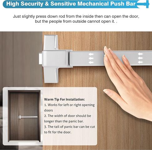 قضبان الذعر من IRONWALLS لأبواب الخروج مقاس 32 بوصة، جهاز خروج الذعر من شريط الدفع التجاري الفضي من الألومنيوم مع مقبض خارجي للباب، أجهزة باب الذعر للخروج في حالات الطوارئ لأبواب مقاس 32 بوصة - 47 بوصة in Kuwait