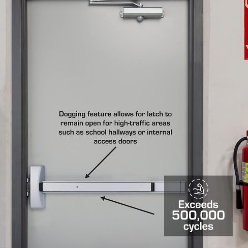 BRINKS Commercial - Commercial Door Exit Device, Aluminum Finish - Meets ANSI Grade 1 Standards, is UL 305 Compliant, and is ADA Compliant in Saudi Arabia