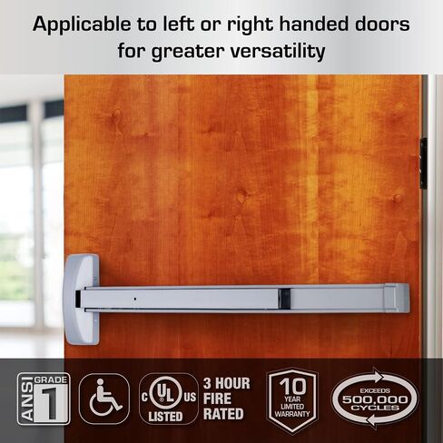 BRINKS Commercial - Commercial Door Exit Device, Aluminum Finish - Meets ANSI Grade 1 Standards, is UL 305 Compliant, and is ADA Compliant in Saudi Arabia