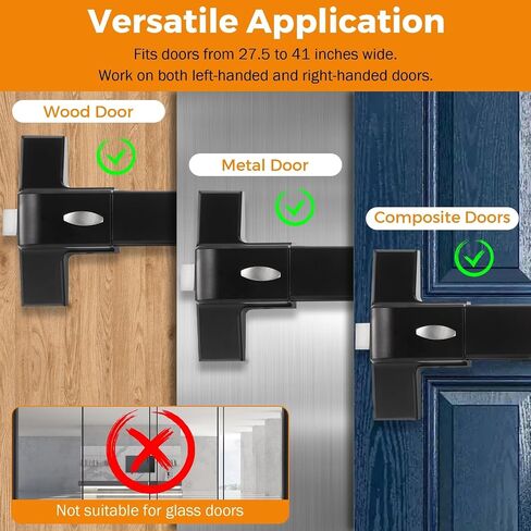 BEAMNOVA Door Push Bar Commercial Panic Exit Device Metal Universal Emergency Gate Lock Hardware Parts Roller Strike Plate End Cap, Black for 27.5 to 41 in Wide Doors in Saudi Arabia