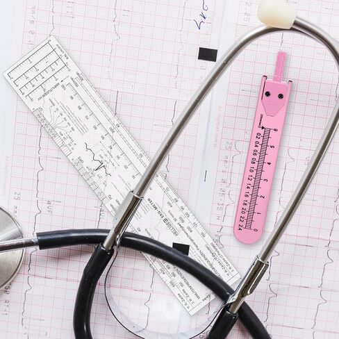 ECG Caliper and Ruler Set, Electrocardiogram Divider for Nursing, Stainless Steel EKG Caliper Electrocardiography Measuring Tool for Doctors, Nurses, Medical Student Rhythm Strip Interpretation - Pink in Saudi Arabia