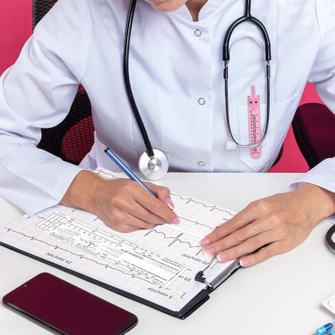 ECG Caliper and Ruler Set, Electrocardiogram Divider for Nursing, Stainless Steel EKG Caliper Electrocardiography Measuring Tool for Doctors, Nurses, Medical Student Rhythm Strip Interpretation - Pink in Saudi Arabia