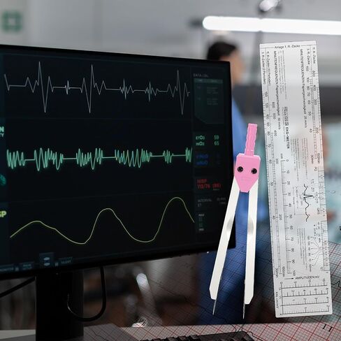ECG Caliper and Ruler Set, Electrocardiogram Divider for Nursing, Stainless Steel EKG Caliper Electrocardiography Measuring Tool for Doctors, Nurses, Medical Student Rhythm Strip Interpretation - Pink in Saudi Arabia