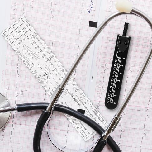 مجموعة فرجار ومسطرة EKG، مقسم مخطط كهربية القلب للتمريض، أداة قياس تخطيط كهربية القلب المعدنية بفرجار ECG للأطباء والممرضات وتفسير شريط إيقاع طلاب الطب in Saudi Arabia