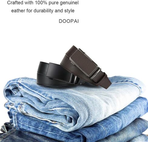 DOOPAI Men's Ratchet Leather Belt Set - 2 Pack Sliding Belt Adjustable For Gift Mens Dress Casual 1 3/8",Cut for Fit in Saudi Arabia